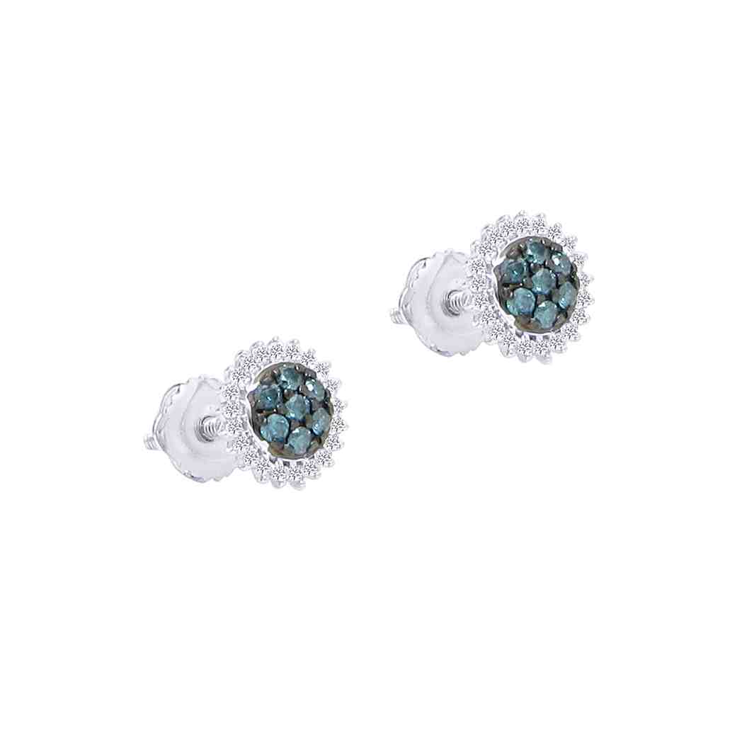Round Blue & White Diamond Stud Earring PD31038AER